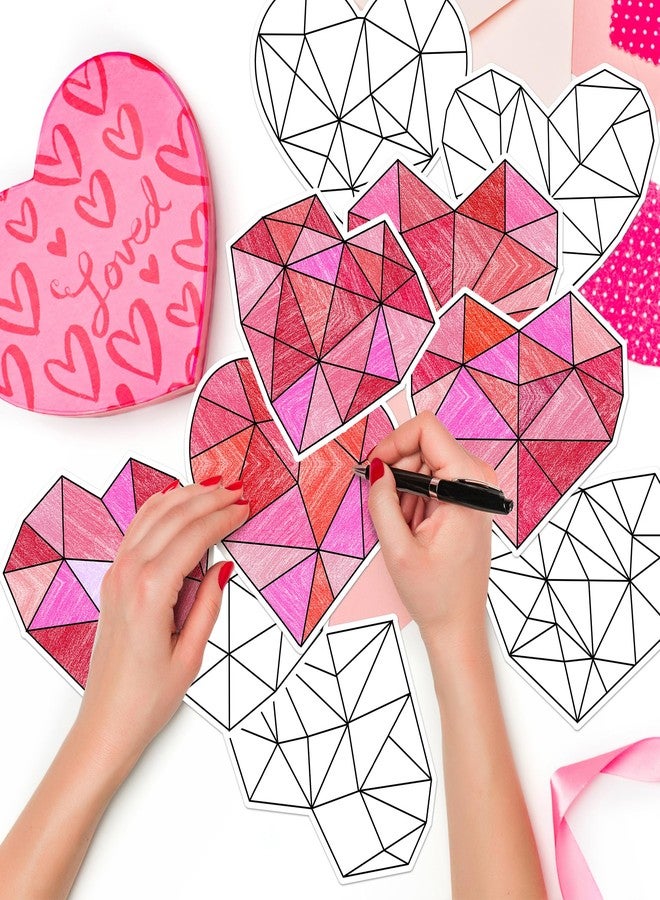 BeYumi Valentines Heart Magnet Craft - 60Pcs Valentine's Day Color Your Own Heart Magnet Valentine DIY Coloring Craft Kit Love Magnetic Ornament Card Classroom Fridge Locker Home Activity Party Decor - Image 4